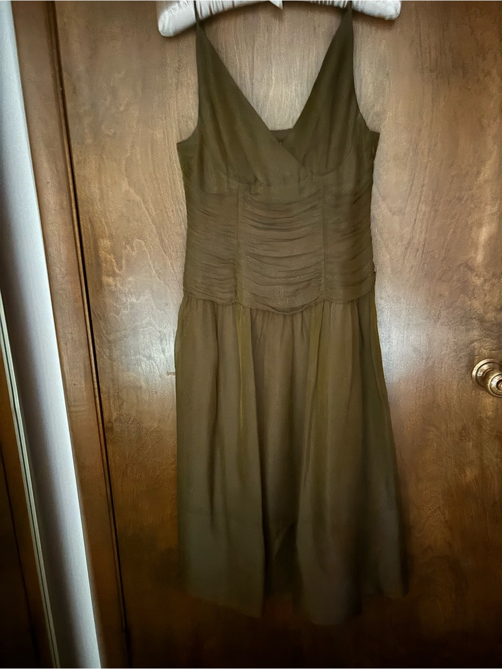 Anne Klein Olive-Green Silk Blend Dress